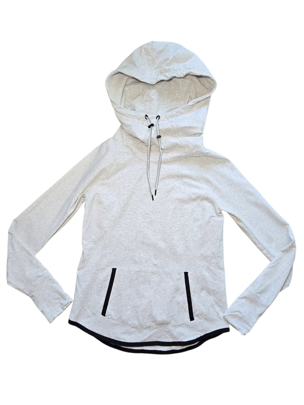 Athleta Cream Pullover Hoodie with Black Trim